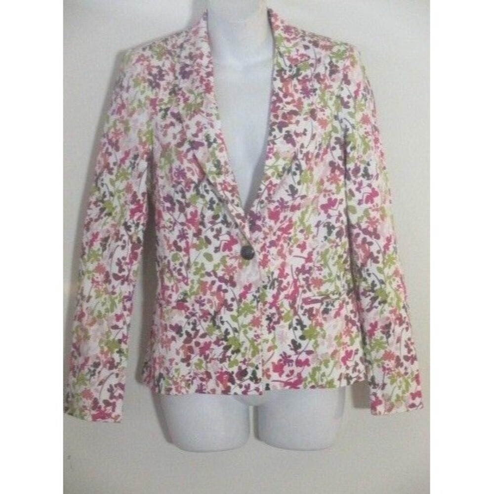 OAK73 Women's Floral Blazer Sz XS NWOT $150 Blue Yellow